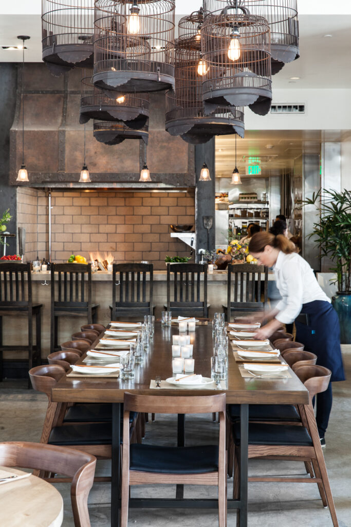 Large Family table with decorative light fixtures